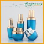 Clear Blue Printing Cosmetic Bottles And Jars With Cap
